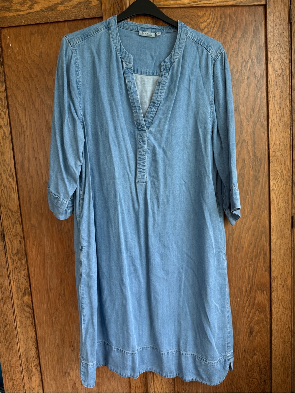 Casual Light Blue Denim Midi Dress by Masai